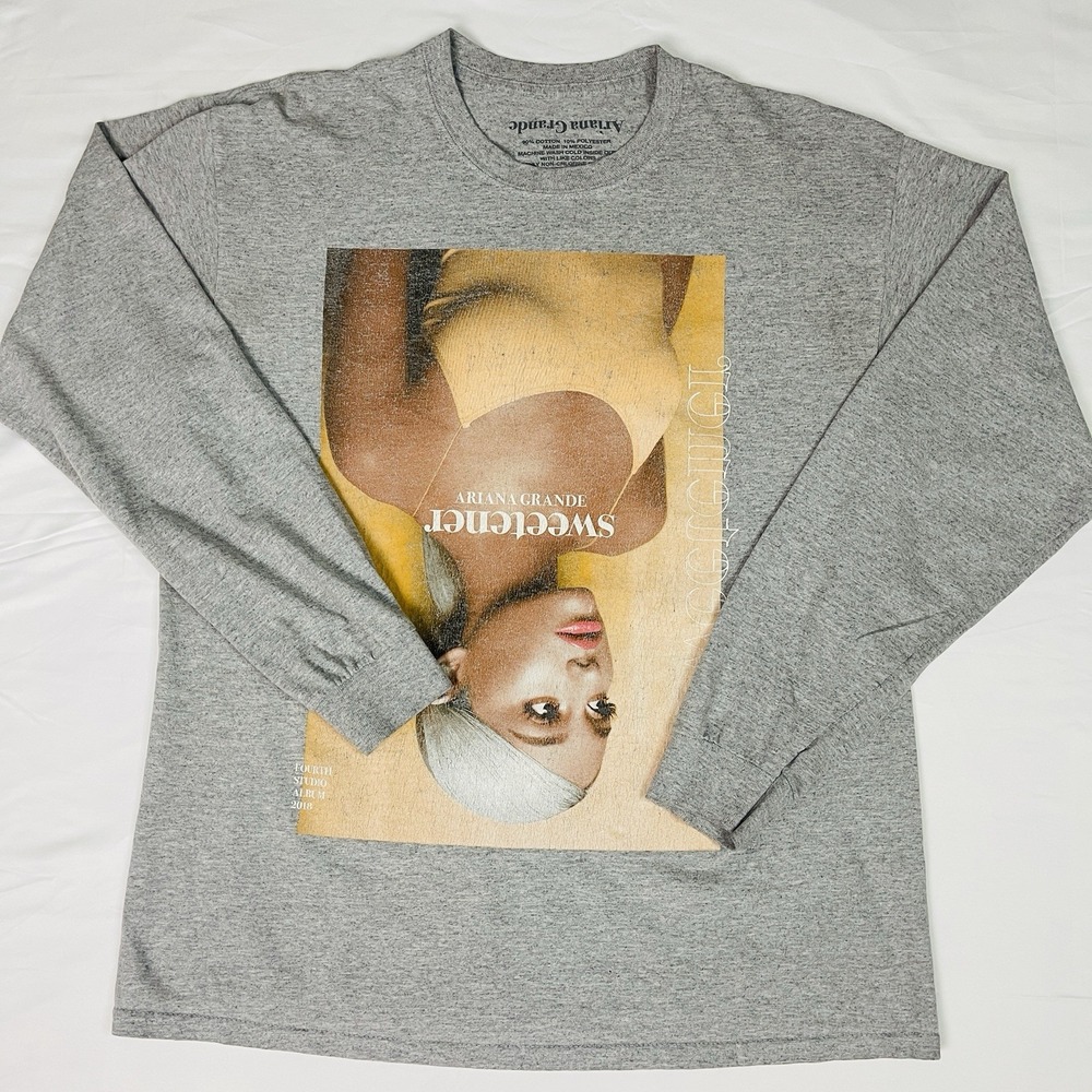 Ariana Grande Sweetener Album Long Sleeve Shirt Gray Official Merch 2018